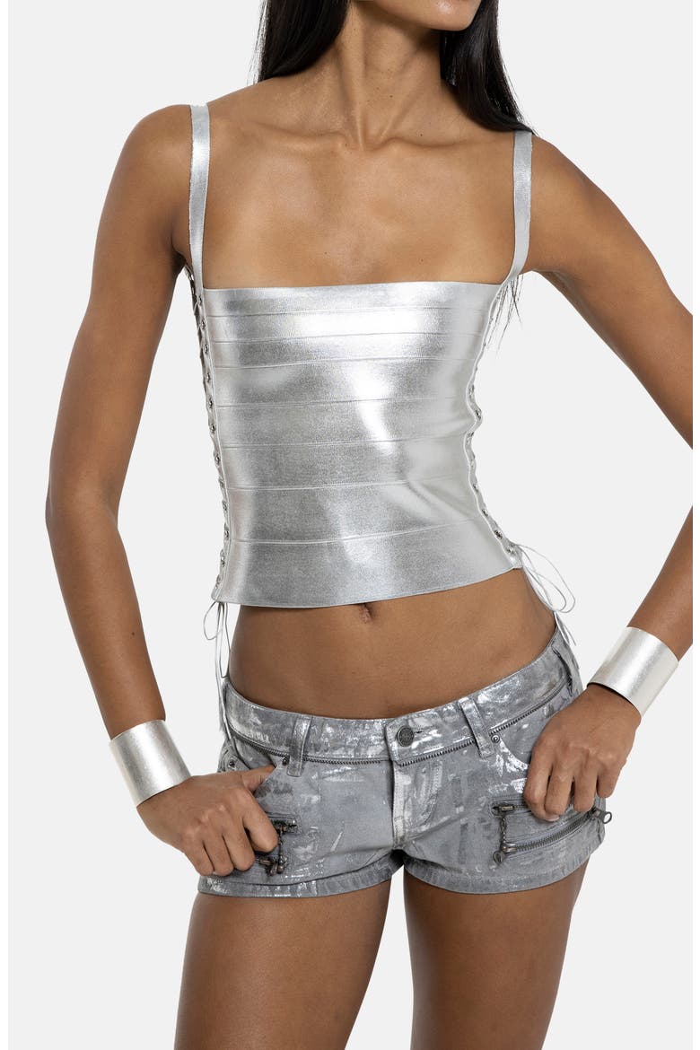Bandage Corset Top, Main, color, SILVER