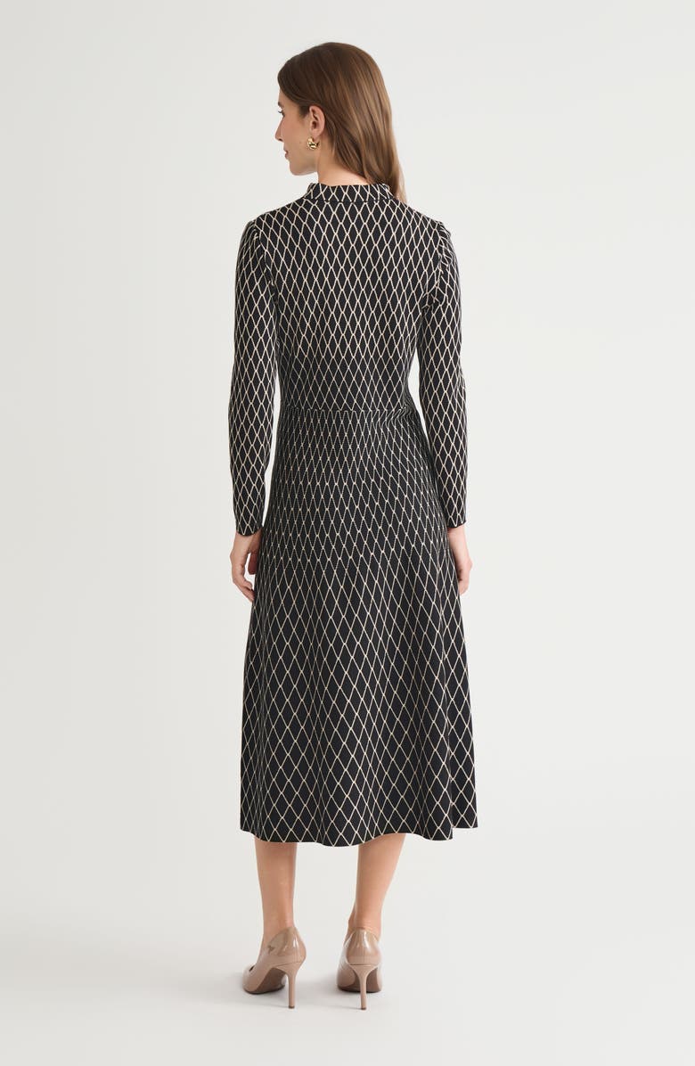 Ming Wang A-Line Diamond Pattern Soft Knit Maxi Dress, Alternate, color, Black/Twig