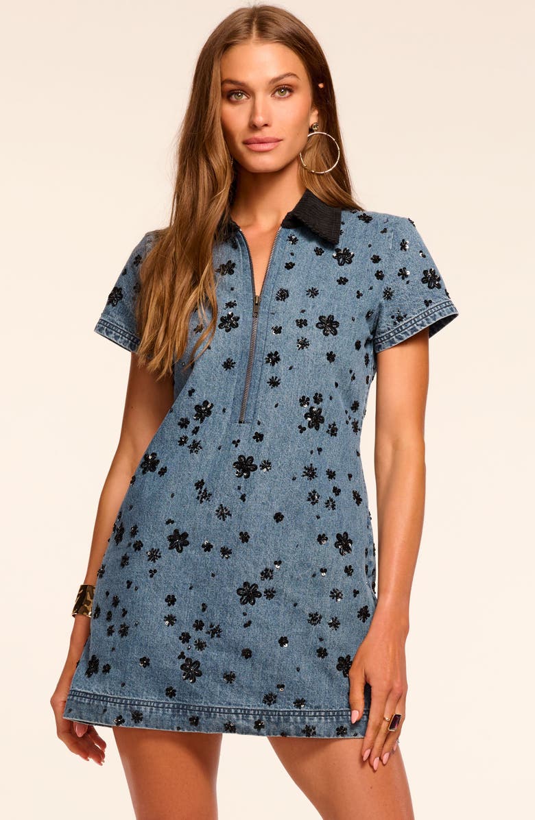 Ramy Brook Rita Floral Beaded Denim Shirtdress, Alternate, color, Floral Bead Denim