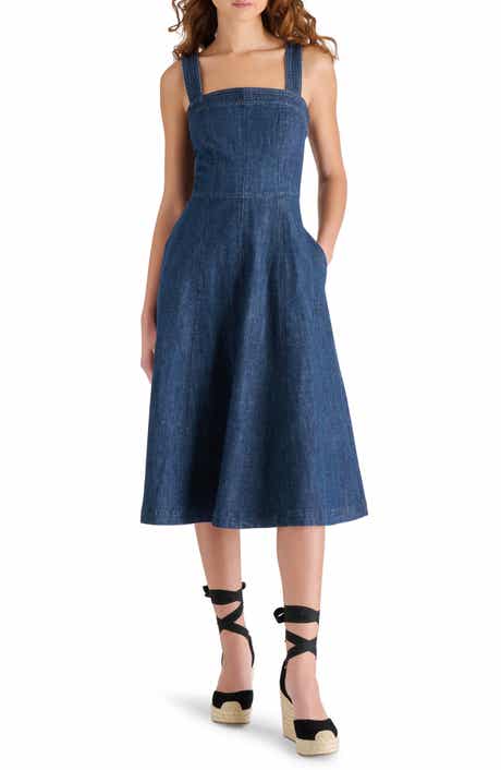 Dolly Denim Fit & Flare Midi Dress