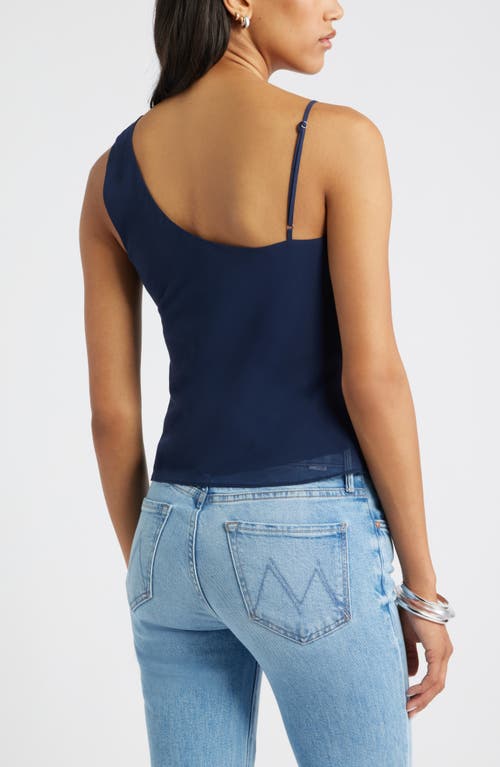 Open Edit Drape Asymmetric Neck Top In Blue