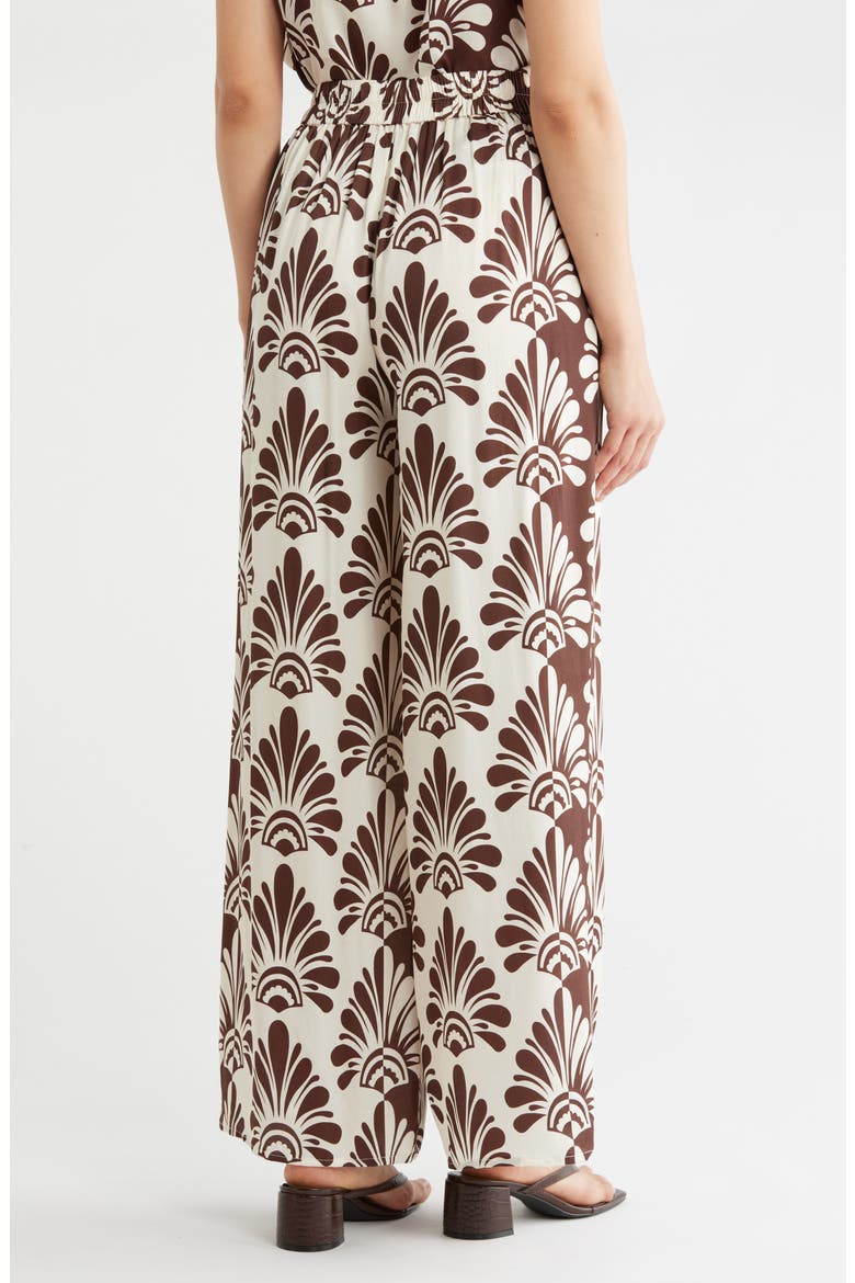 Print Pants, Alternate, color, IVORY/ BROWN FAN PRINT