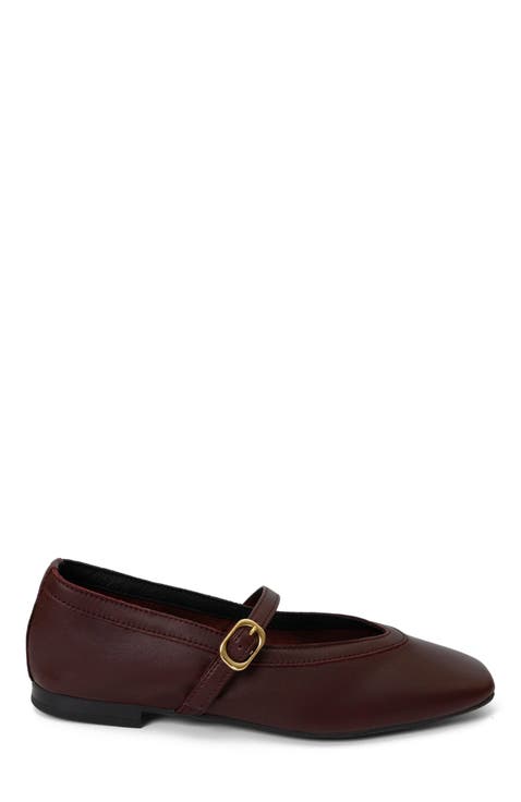 Greta Leather Mary Jane Flat (Women)