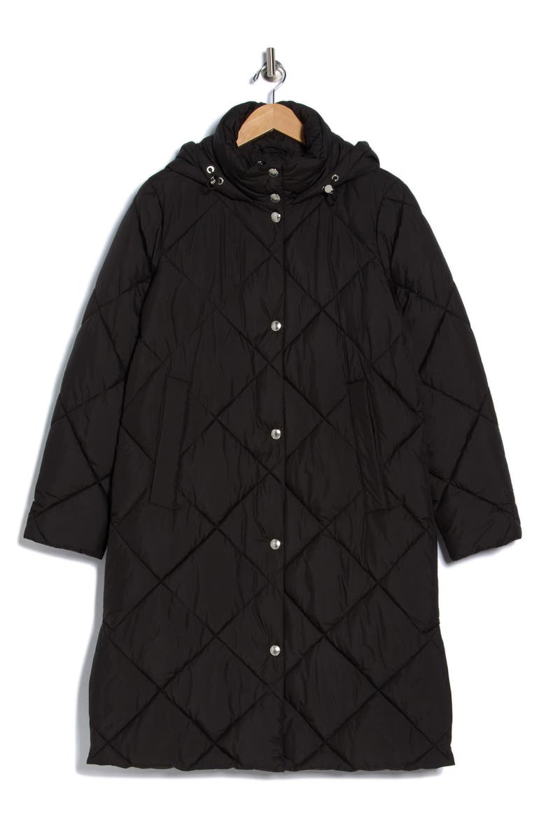 Sam Edelman Hooded Long Quilted Puffer Jacket, Alternate, color, Black