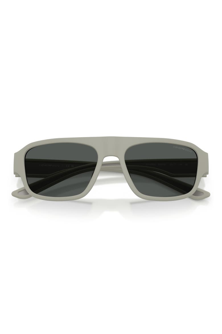 55mm Rectangle Sunglasses, Alternate, color, RUBBERIZED MATTE GREY / GREY