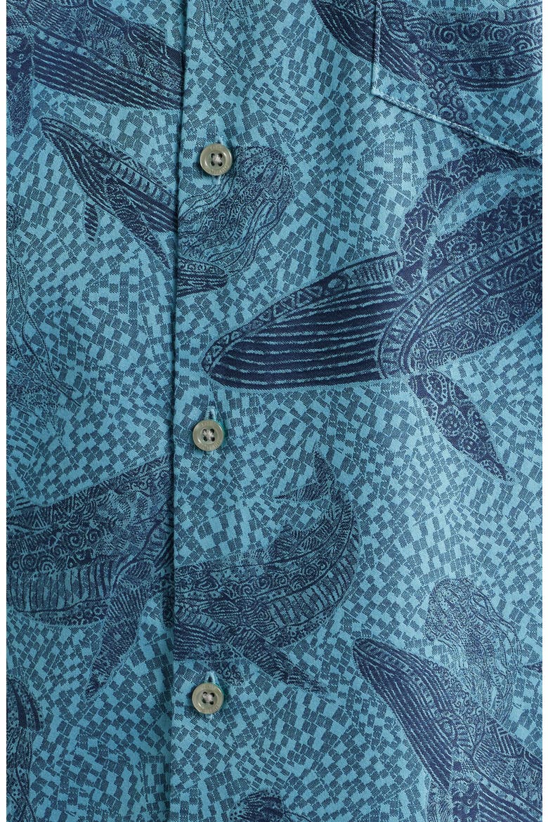 Marine Mosaic Jacquard Cotton Shirt, Alternate, color, OCEAN BLUE