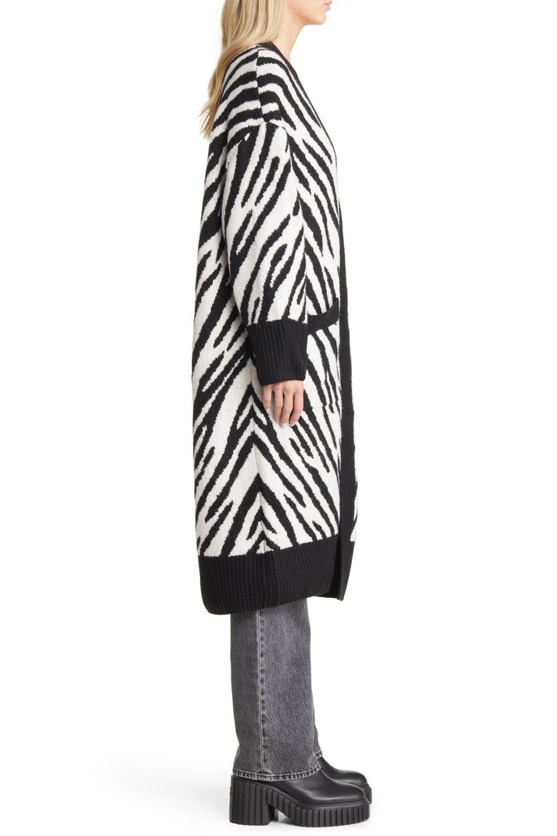 Zebra Print Maxi Cardigan, Alternate, color, BLACK