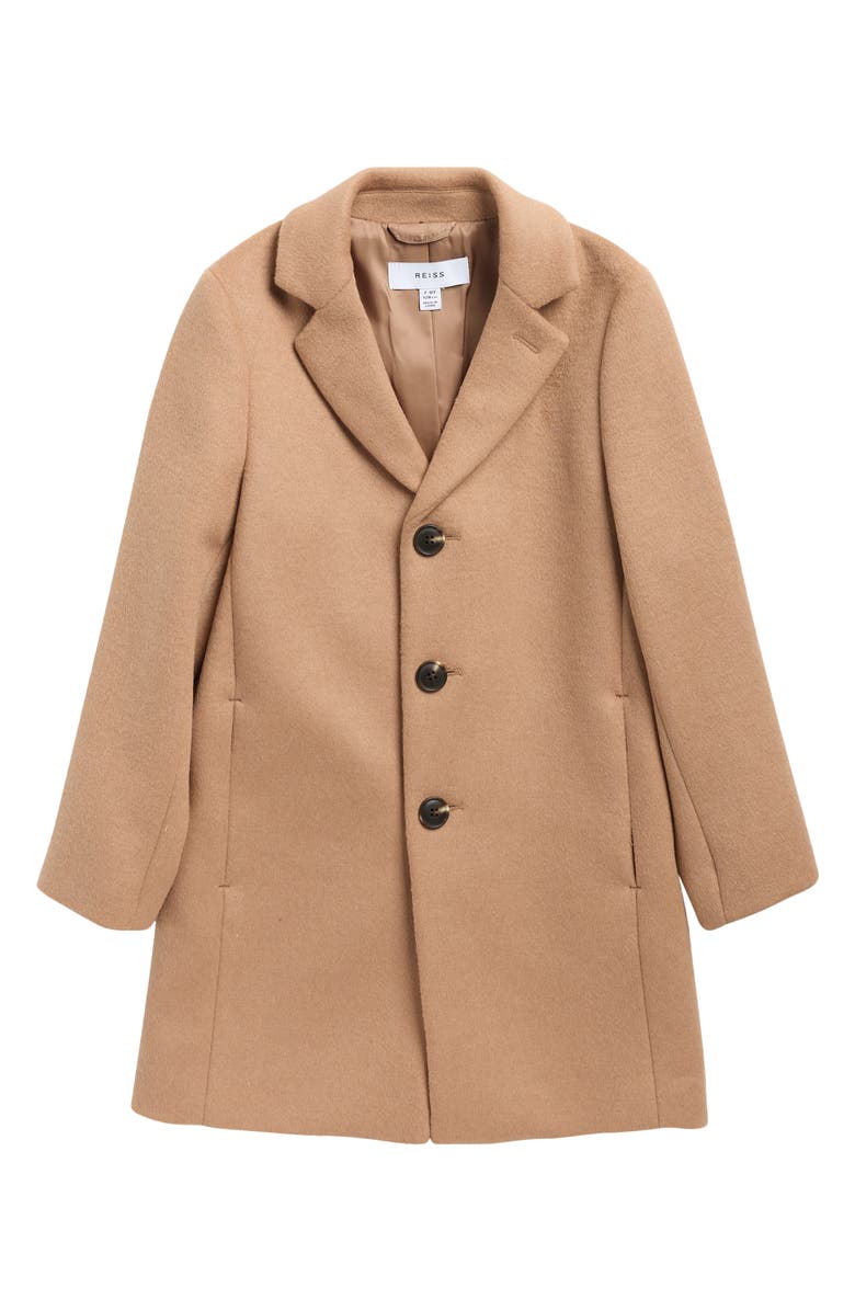 Reiss Kids' Gable Wool Blend Coat, Main, color, Camel