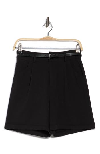 Daniel Rainn Belted Pleated Front Stretch Cotton Shorts