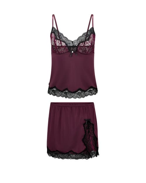 Adore Me Madeline Cami & Slip Skirt Set Lingerie In Purple