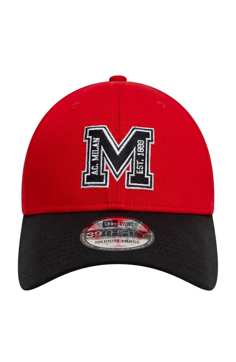 New Era Men's New Era Red AC Milan M Logo 39THIRTY Fitted Hat, Alternate, color, 