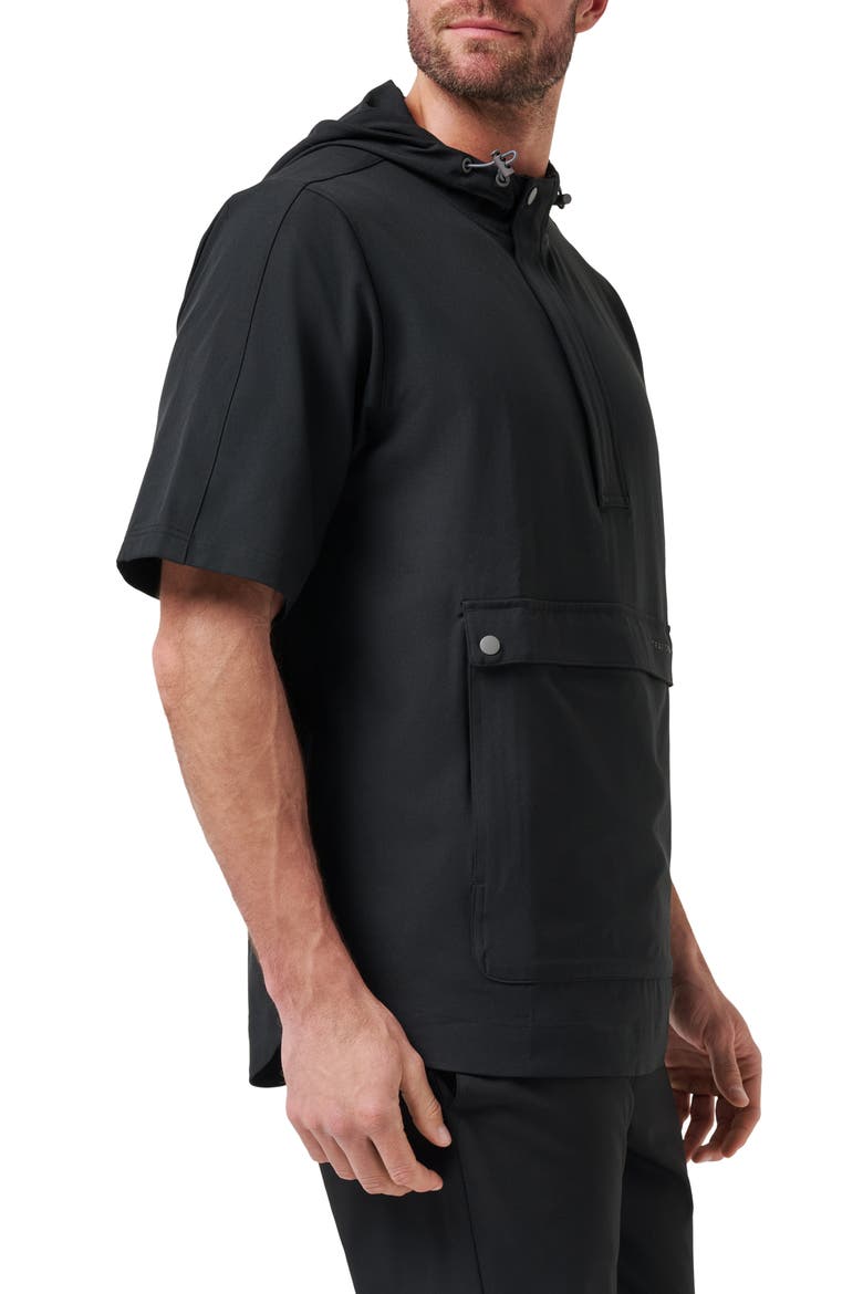 Sport Mode Short Sleeve Hoodie, Alternate, color, BLACK