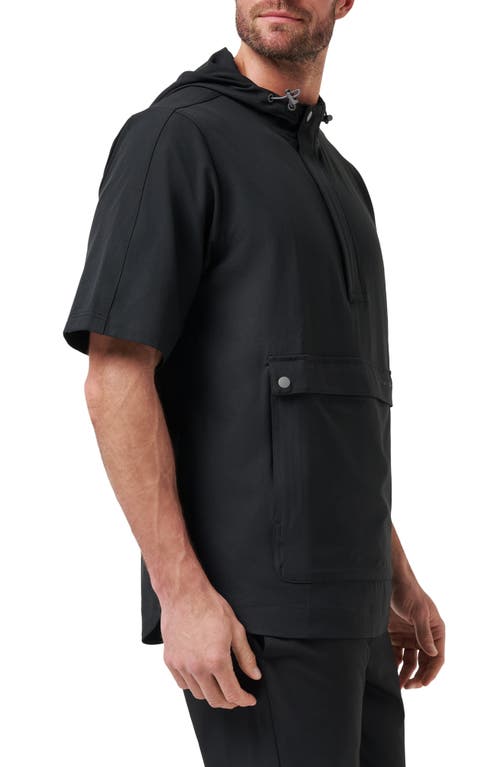 Travismathew Sport Mode Short Sleeve Hoodie In Black