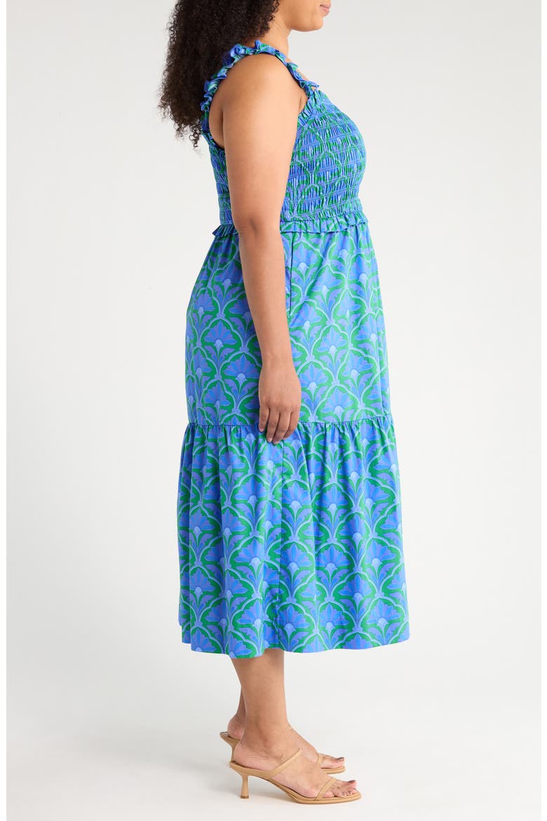 Sera Floral Cotton Midi Sundress, Alternate, color, BLUE/ GREEN
