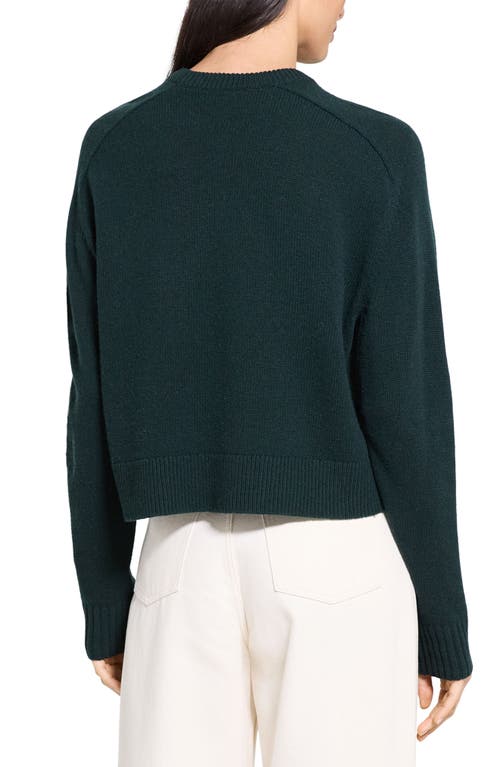 Theory Cashmere Crewneck Crop Sweater In Green