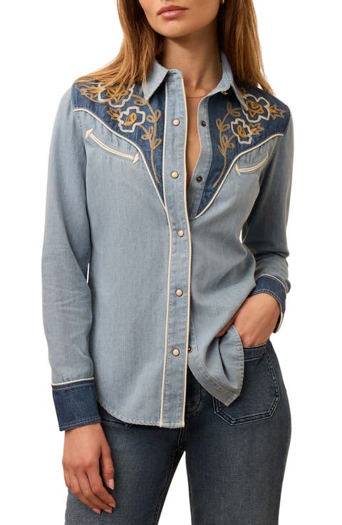 Embroidered Western Denim Shirt