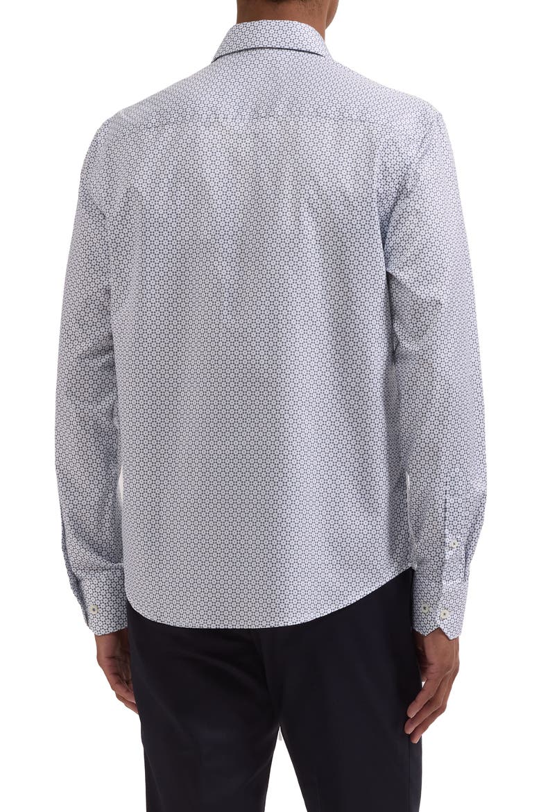 Axel Shaped Fit Geo Floral Cotton Button-Up Shirt, Alternate, color, NAVY