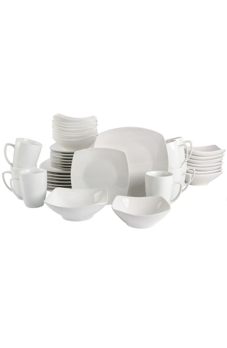 Gibson Home Everyday Square 40-Piece Expanded Dinnerware Set, Main, color, White