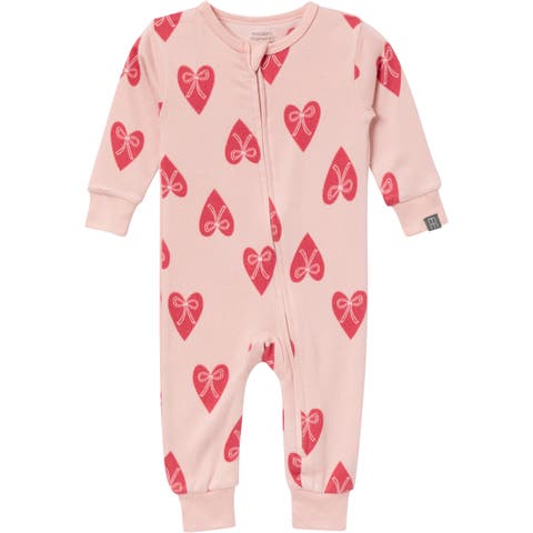 Baby & Toddler Girls Pink Hearts Footless Pajamas
