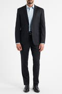 DANIEL HECHTER Modern Fit Black Pinstripe Wool Suit