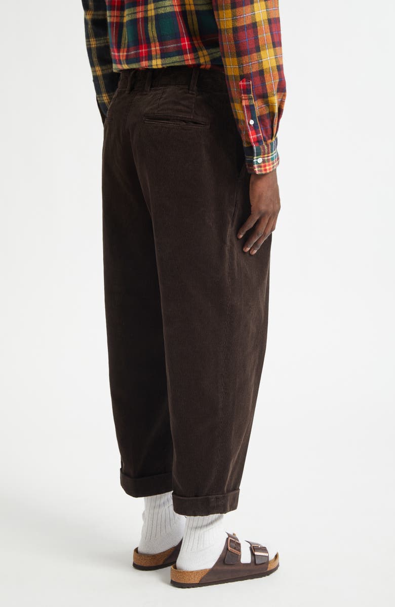 BEAMS Pleated Corduroy Tapered Leg Pants, Alternate, color, Dark Brown