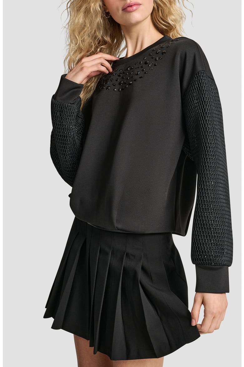 Mixed Media Bubble Sweatshirt, Alternate, color, BLACK