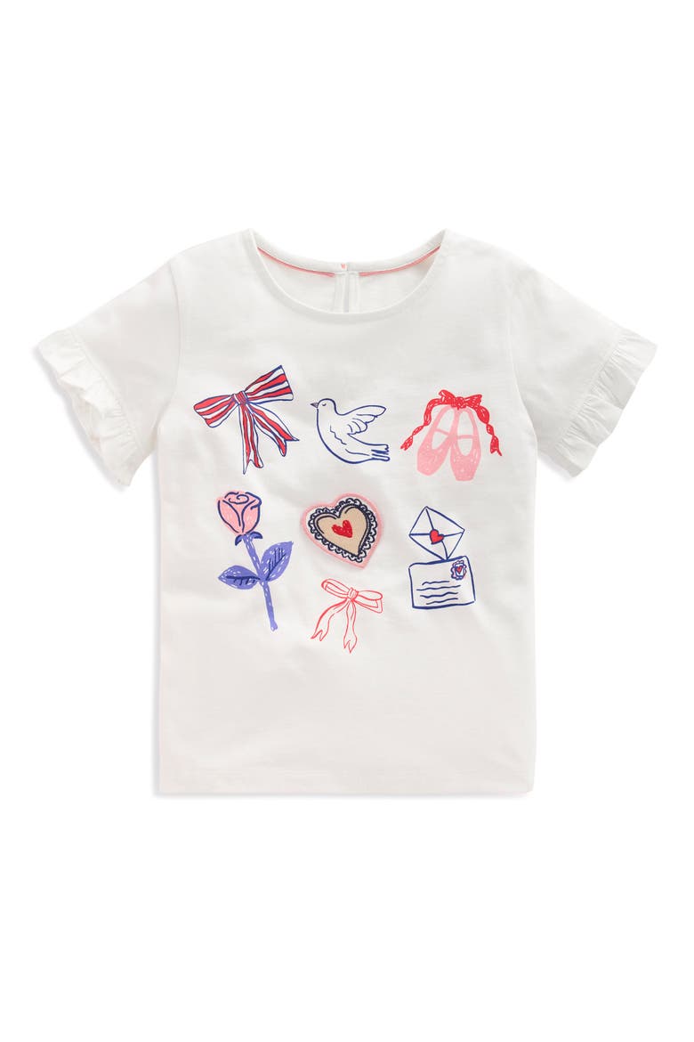 Kids' Heart Appliqué Cotton Graphic T-Shirt, Main, color, WHITE VALENTINES