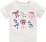 Mini Boden Kids' Heart Appliqué Cotton Graphic T-Shirt