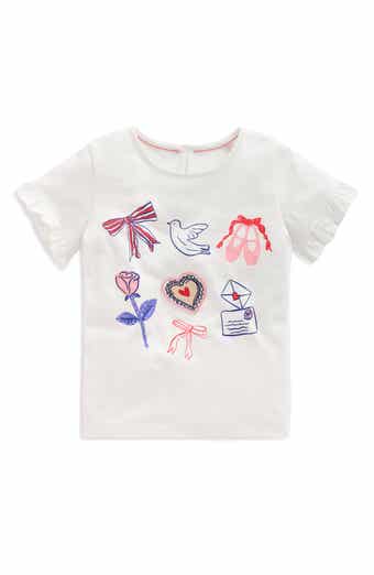 Kids' Heart Appliqué Cotton Graphic T-Shirt