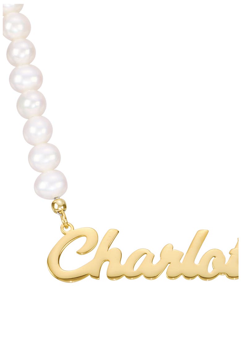Freshwater Pearl & Chain Link Personalized Name Necklace, Alternate, color, GOLD