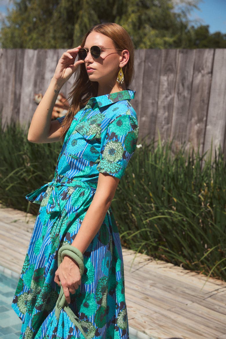 Crispy Cotton Sutton Maxi Dress, Alternate, color, Blue Cala