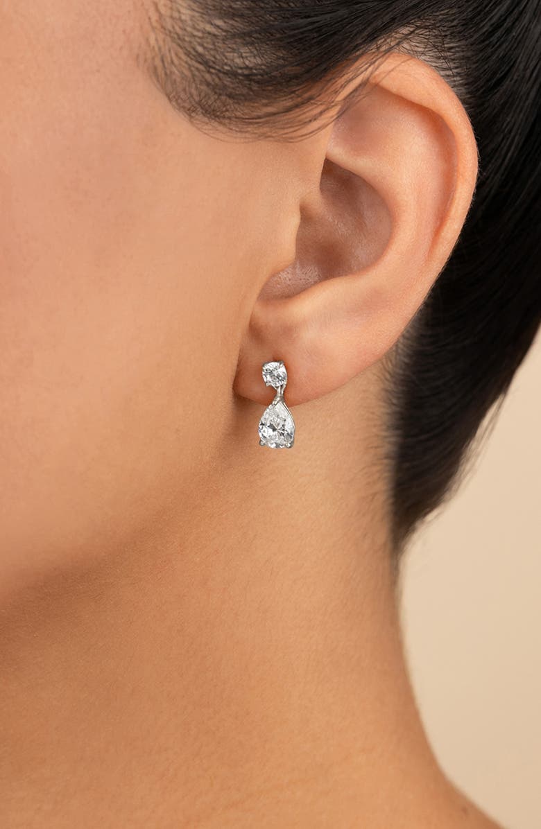 Sterling Forever Imogen Cubic Zirconia Drop Earrings, Alternate, color, Silver