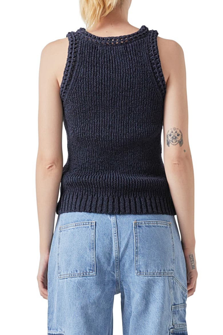 Ribbed Sleeveless Sweater, Alternate, color, NAVY