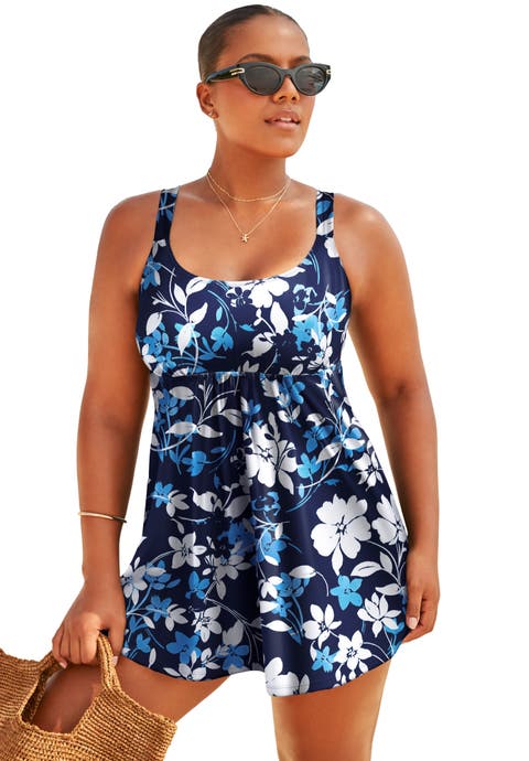 Flared Two-Piece Swimdress (Plus Available)