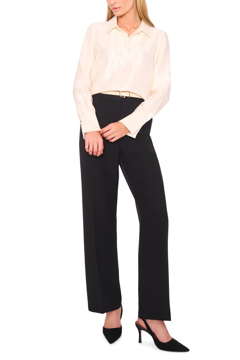 Collared Crepe Popover Top, Alternate, color, BIRCH