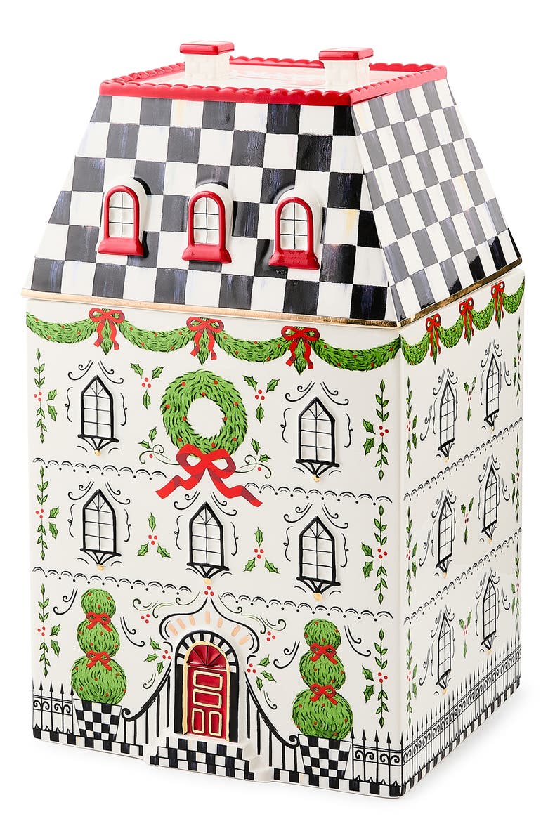 MACKENZIE CHILDS Holly Village Cookie Jar, Alternate, color, White
