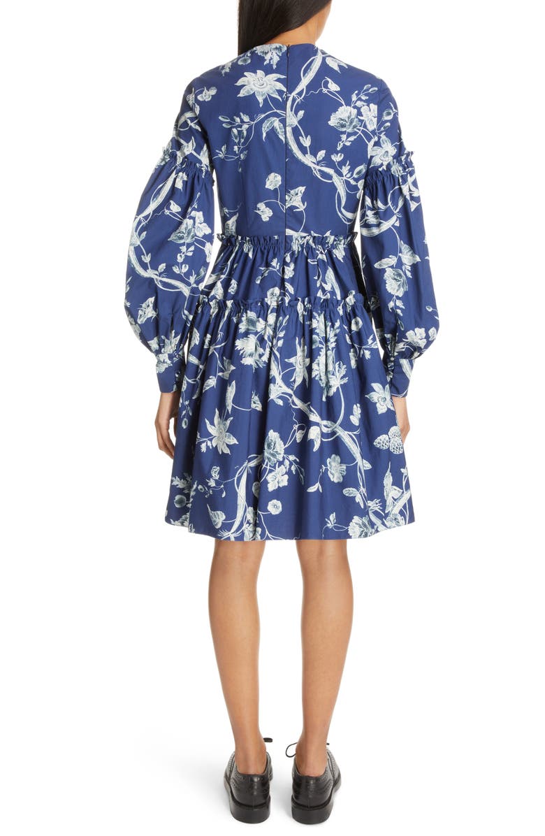 Erdem Floral Long Sleeve Tiered Cotton Dress, Alternate, color,