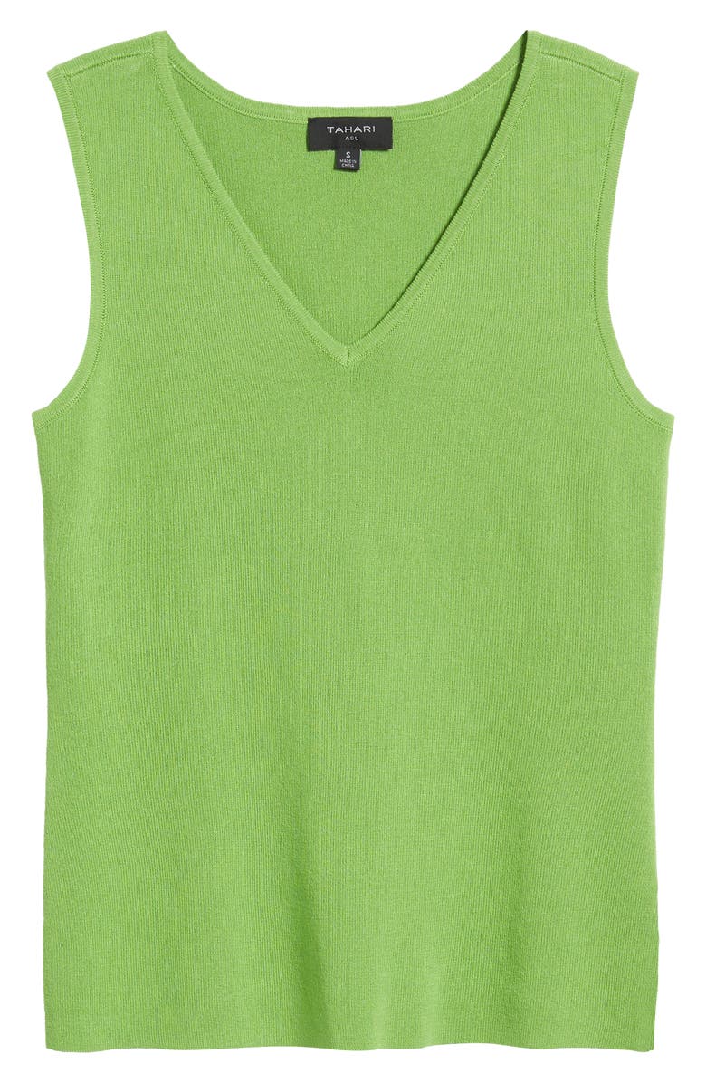 Tahari ASL V-Neck Sweater Tank, Alternate, color, Fern