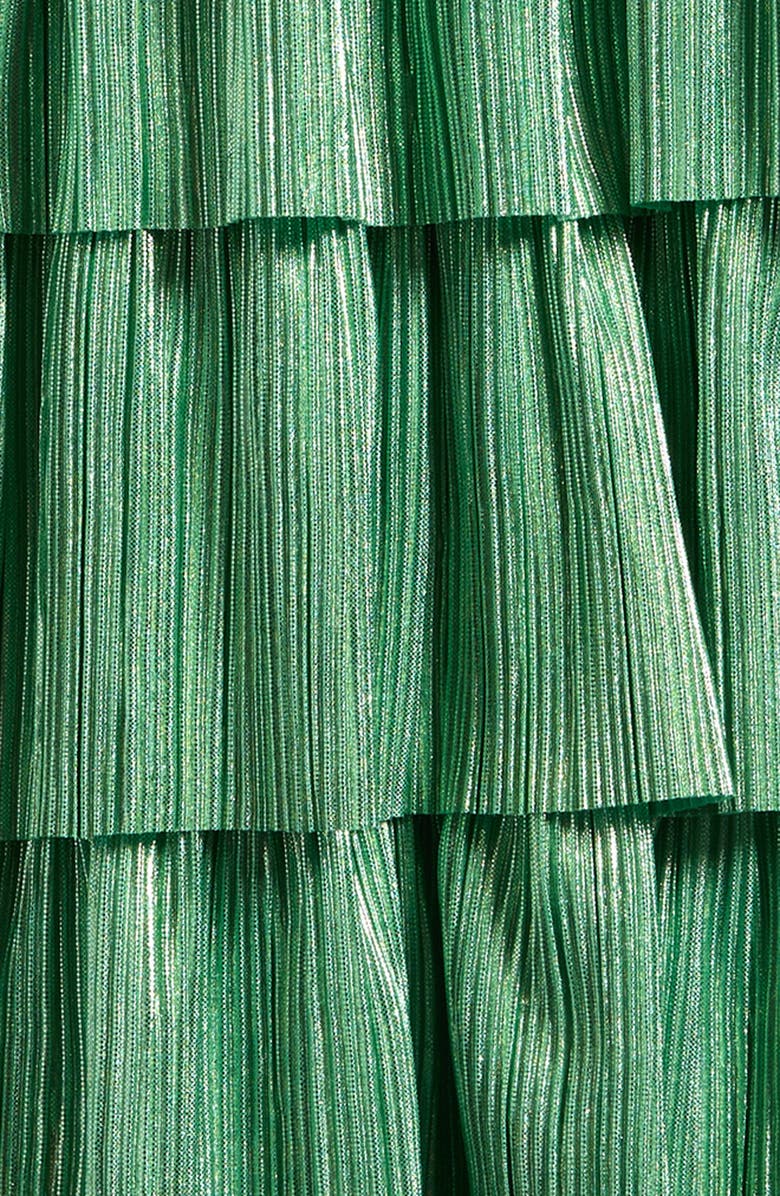 LOVE, NICKIE LEW Kids' Plissé Tiered Maxi Dress, Alternate, color, Green