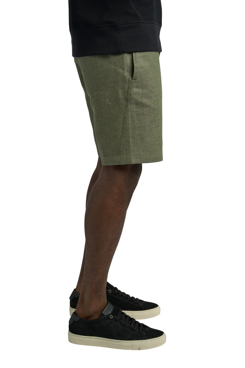 Tulum Flat Front Linen & Cotton Shorts, Alternate, color, ARMY