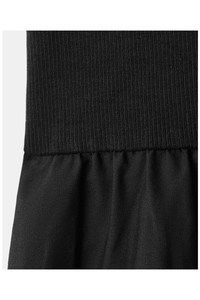 Mixed Media Stretch Cotton Midi Dress, Alternate, color, BLACK