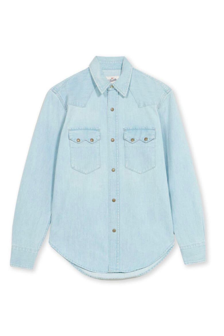 Denim Stone Wash Shirt, Main, color, PALE BLUE