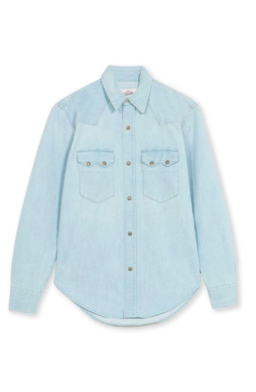 Fortela Elpasoj Texan Bleach Wash Denim Shirt In Blue