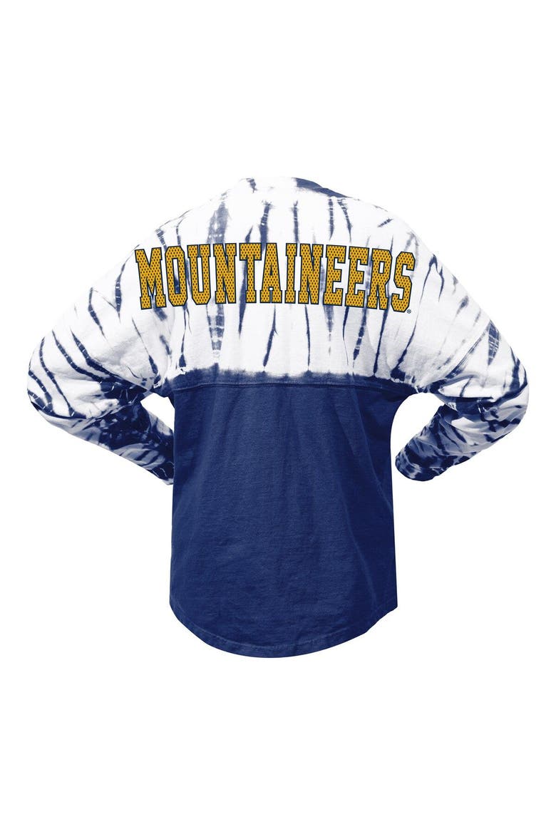 Women's Navy West Virginia Mountaineers Tie-Dye Long Sleeve Jersey T-Shirt, Alternate, color, Navy