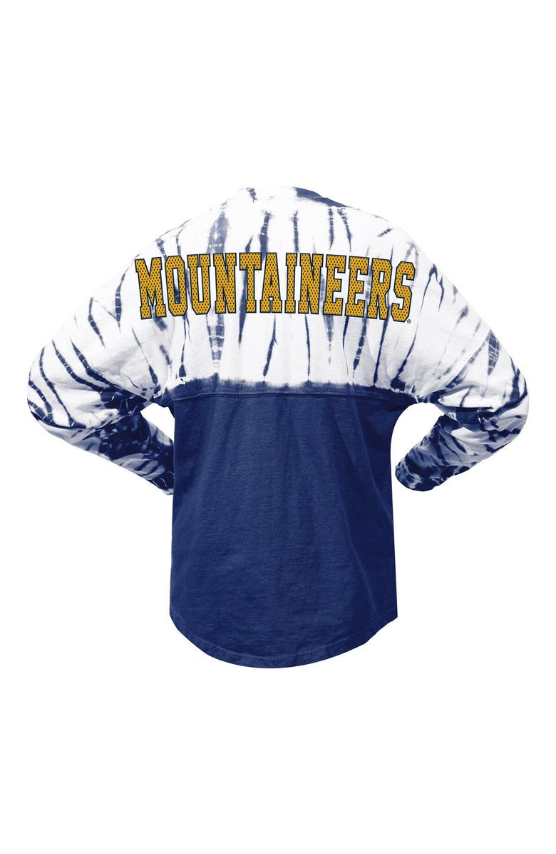 SPIRIT JERSEY Women's Navy West Virginia Mountaineers Tie-Dye Long Sleeve Jersey T-Shirt, Alternate, color, Navy