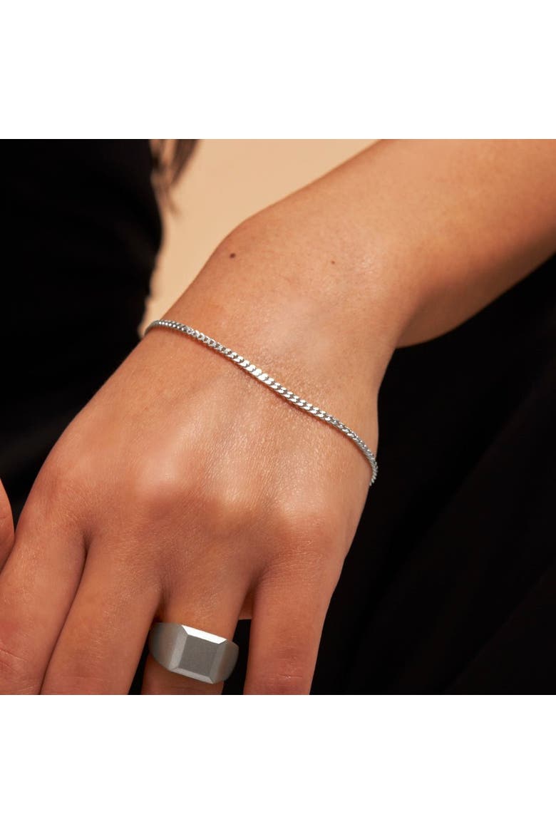 Diamond Cut Curb Chain Bracelet, Alternate, color, Platinum