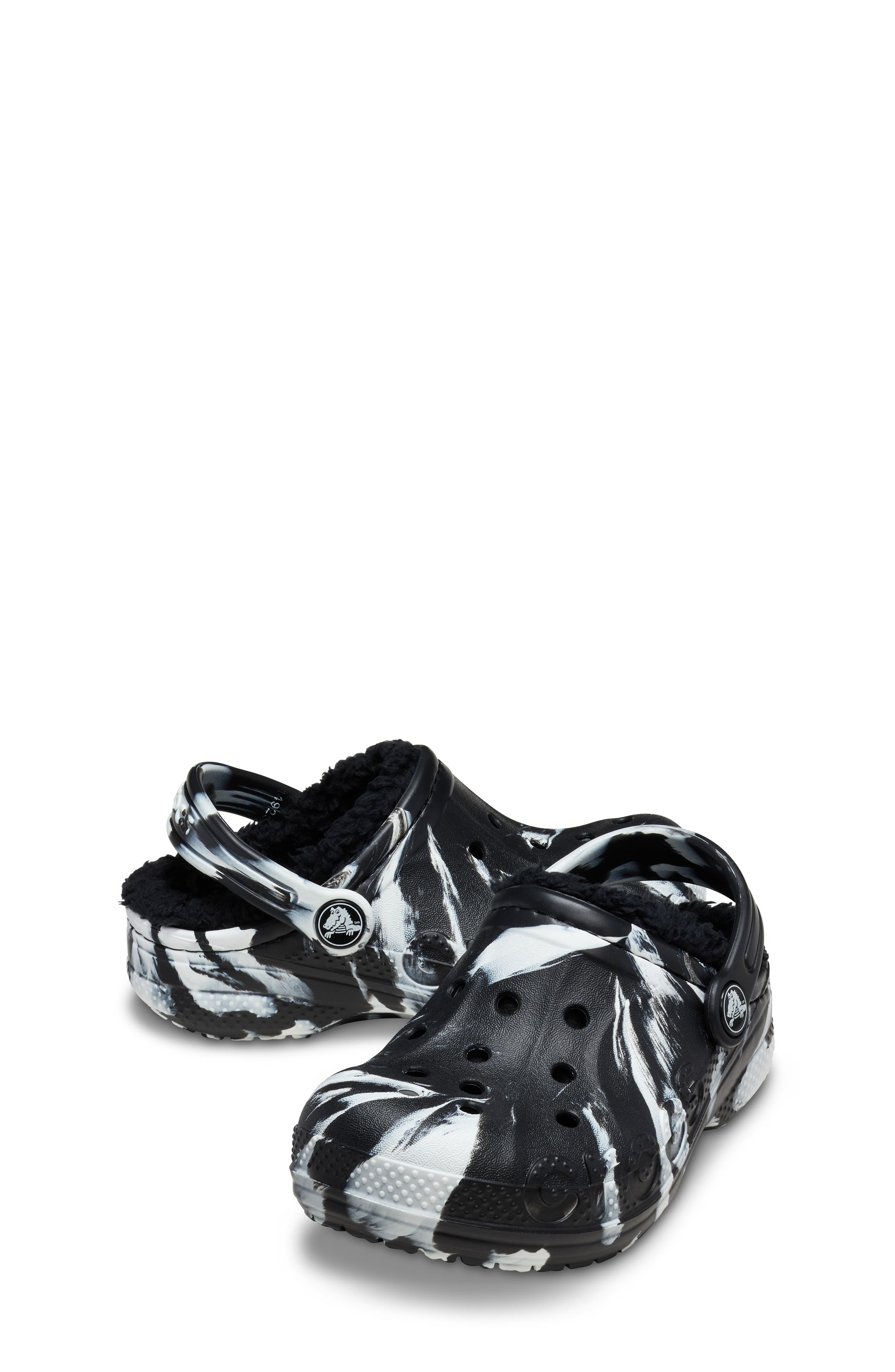 CROCS Kids' Baya Marbled Fleece Lined Clog, Alternate, color, Black Multi