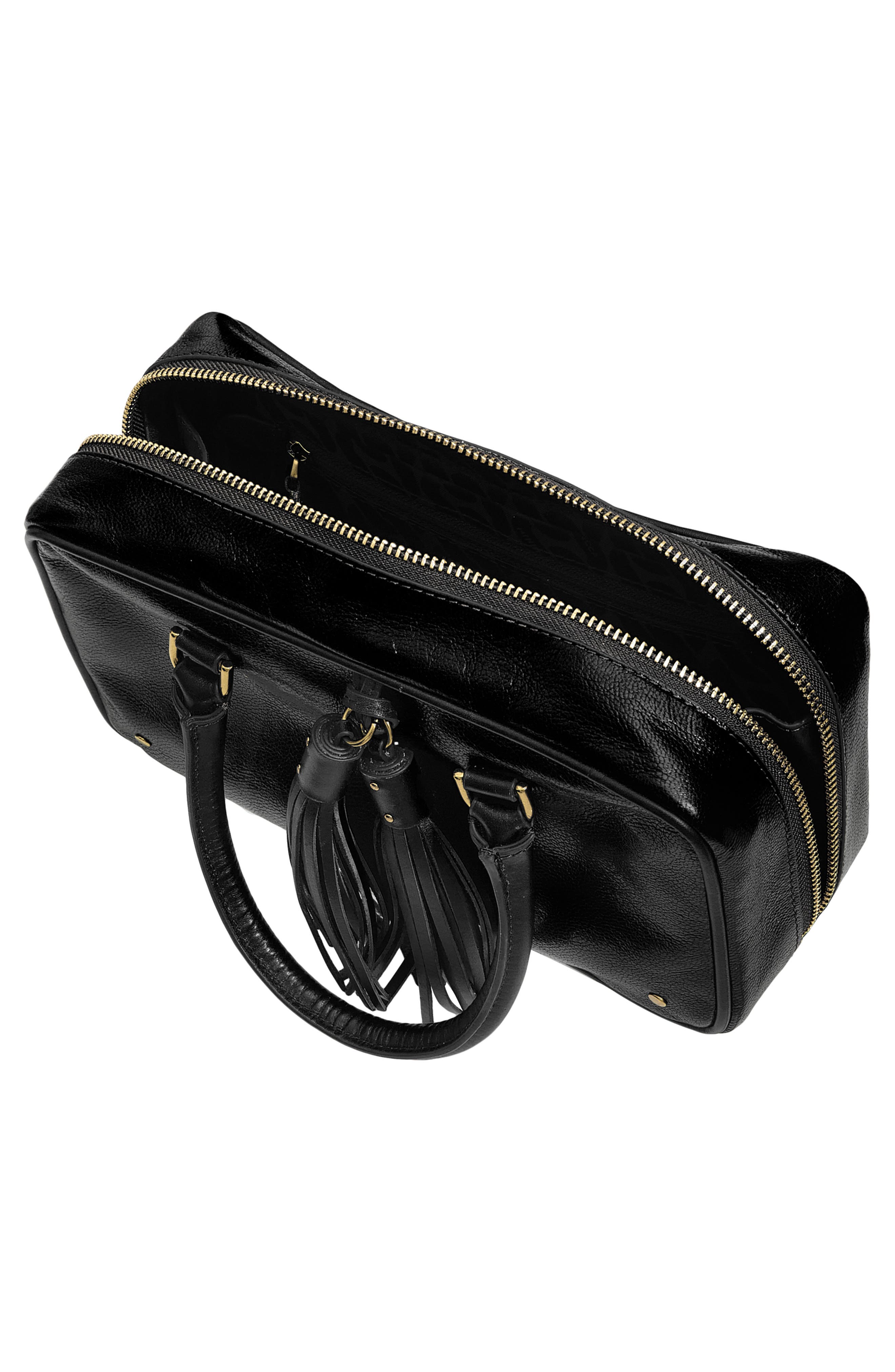 Rebecca Minkoff Lana Tassel Leather Bowling Bag, Alternate, color, Black