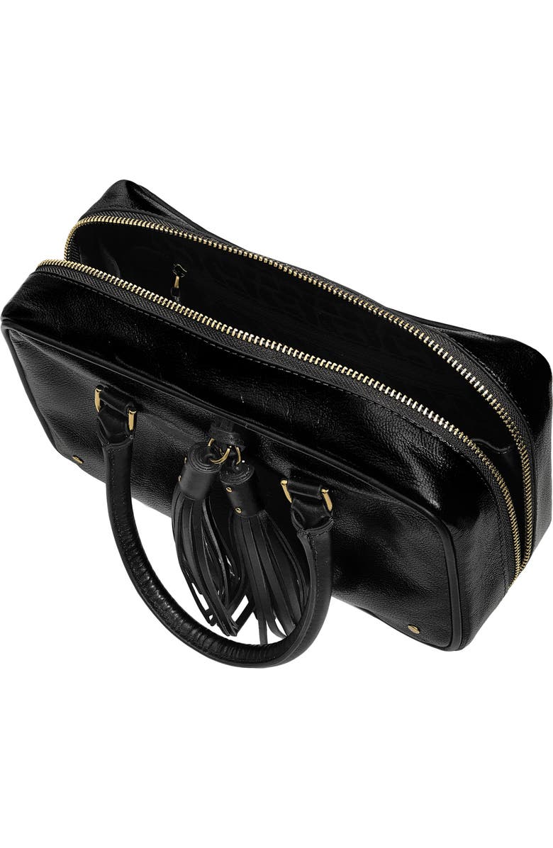 Rebecca Minkoff Lana Tassel Leather Bowling Bag, Alternate, color, Black