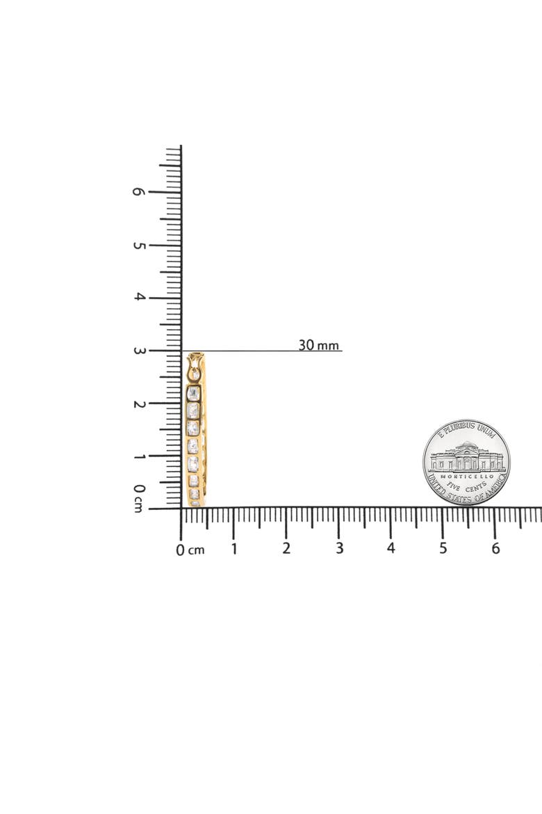 10K Yellow Gold 1.00 Ct Round and BaguetteDiamond U-Hoop Earrings, Alternate, color, Yellow